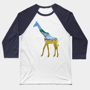 Giraffe Landscape Baseball T-Shirt